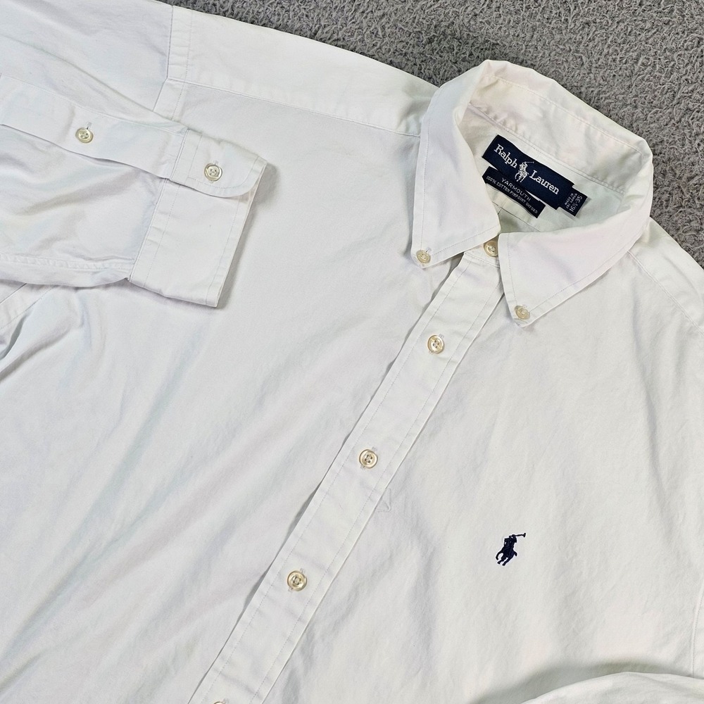 Ralph Lauren Yarmouth Shirt Mens 16.5 34/35 White Oxford Cotton Button Down